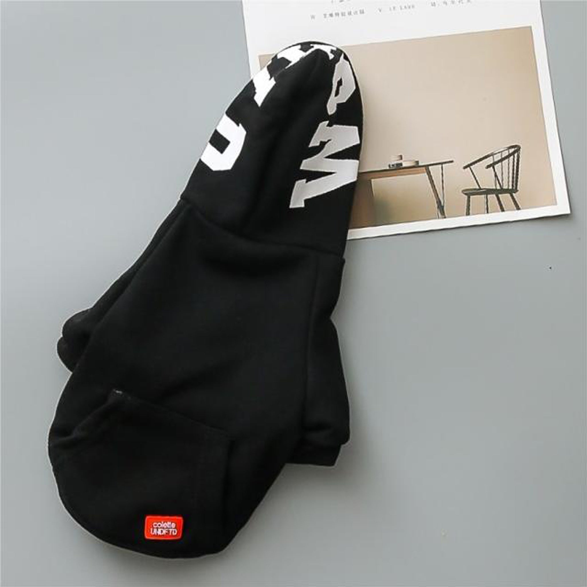 Pasji pulover │ kapuca in žep │ črn │ S,M,L,XL